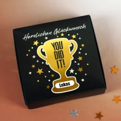 YOU DID IT - Geldgeschenk mit Goldprägung zu Abi, Schulabschluss & mehr