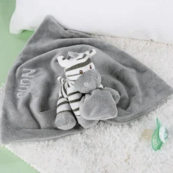 Zebra Kuscheltier und Rassel mit Namensstick