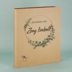 Zeugnismappe personalisiert mit Name | Eukalyptus-Motiv