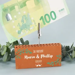 Ziegelstein Geldclip zur Hochzeit