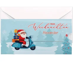 Ziehkarte mit Weihnachtsmann - für Ihr Geldgeschenk zum Fest