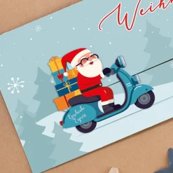 Ziehkarte mit Weihnachtsmann - für Ihr Geldgeschenk zum Fest
