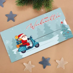 Ziehkarte mit Weihnachtsmann - für Ihr Geldgeschenk zum Fest