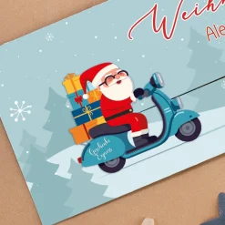 Ziehkarte mit Weihnachtsmann - für Ihr Geldgeschenk zum Fest