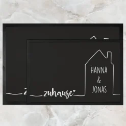 Zuhause - Fußmatte mit Haus und Ihren Wunschnamen