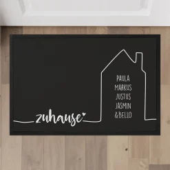 Zuhause - Fußmatte mit Haus und Ihren Wunschnamen