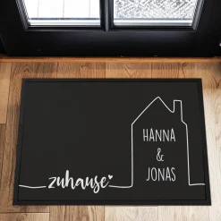 Zuhause - Fußmatte mit Haus und Ihren Wunschnamen