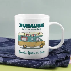 Zuhause ist da, wo wir parken - Campingtasse aus bruchfestem Kunststoff
