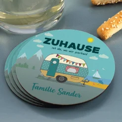 Zuhause ist da, wo wir parken - Untersetzer für Camper (4er Set)