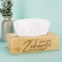 Zuhause ist es am Schönsten - Taschentuchbox mit Namensgravur