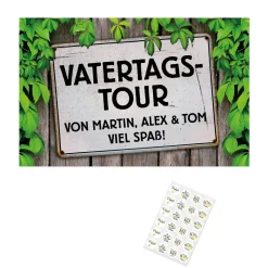Zum Vatertag - Bierkasten-Banderole mit Ihrem Wunschtext & Aufklebern