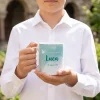Zur Konfirmation - Tasse mit Name und Datum in türkisblau
