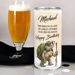 Zu spät um jung zu sterben - 1 Liter Bierdose als lustiges Geburtstagsgeschenk