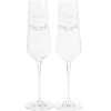 Zwei Sektgläser zur Hochzeit mit Wunschnamen und Datum